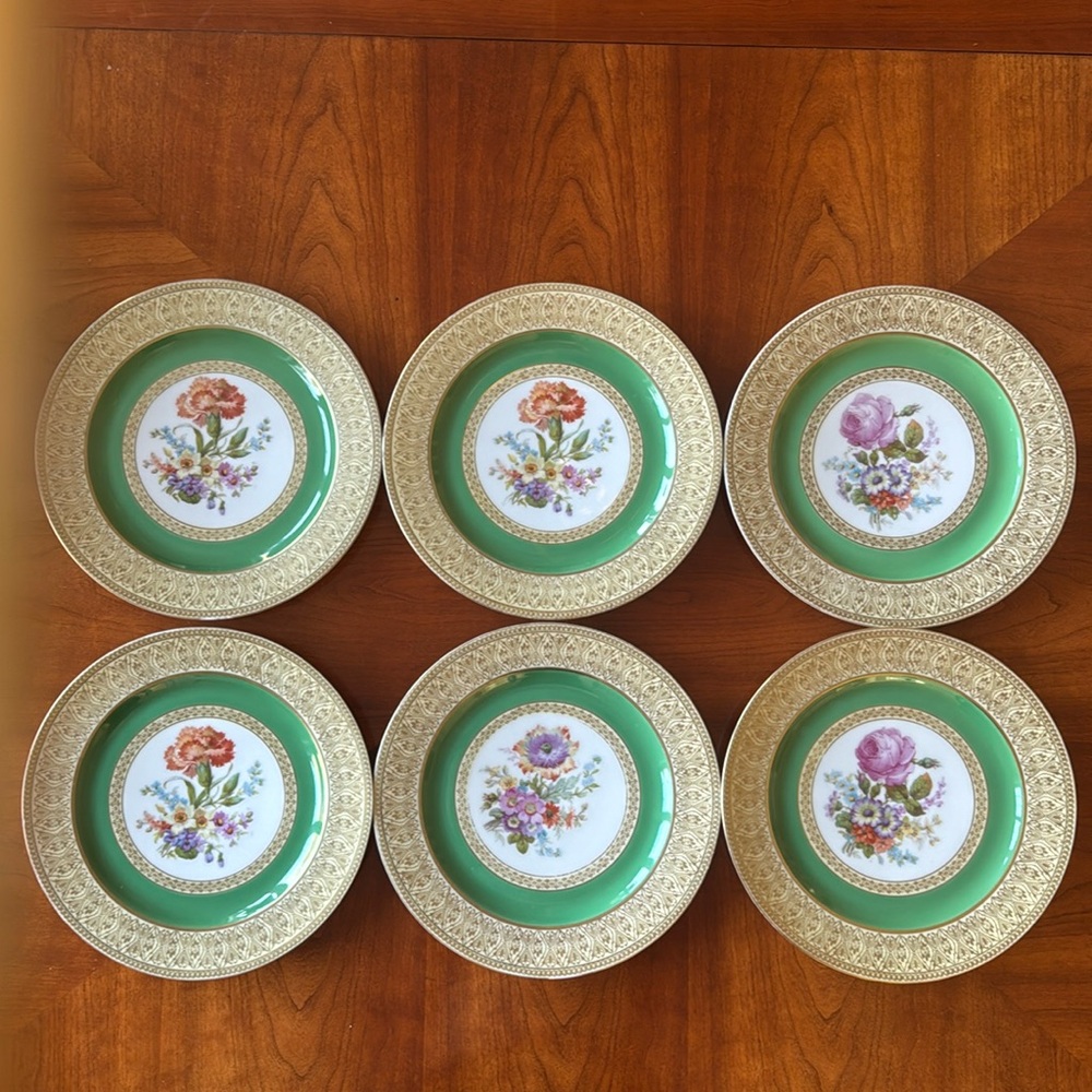 Tirachenreuth Bavaria Gold Filigree Floral Dinner Plate - lot of 6